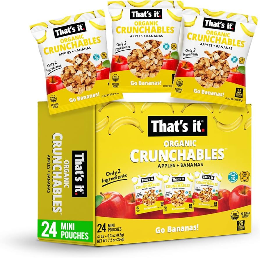 That’s it. Crunchables Fruit Snacks for Kids 100% Organic Apples + Bananas, Deliciously Healthy... | Amazon (US)