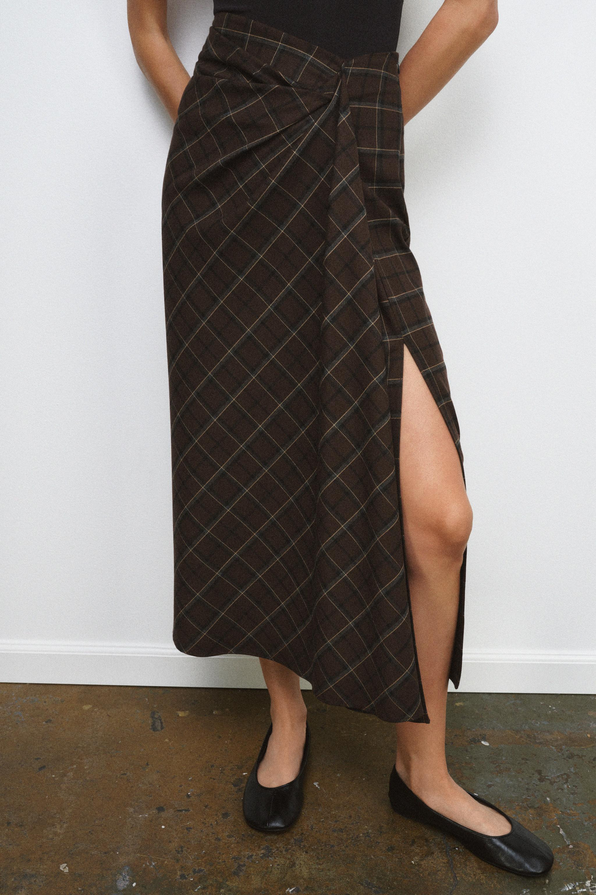 ZW COLLECTION DRAPED PLAID SKIRT | Zara US