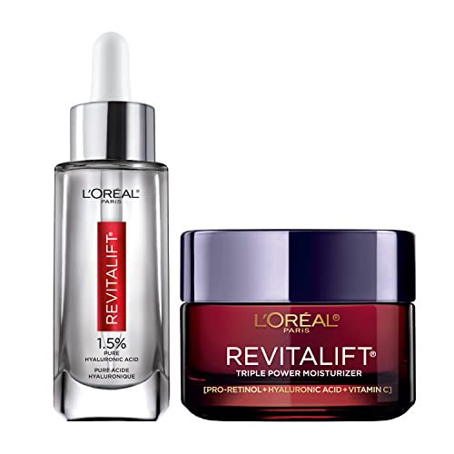 L'Oreal Paris Revitalift 1.5% Pure Hyaluronic Acid Face Serum + Triple Power Anti-Aging Face Moisturizer, 1 kit | Amazon (US)
