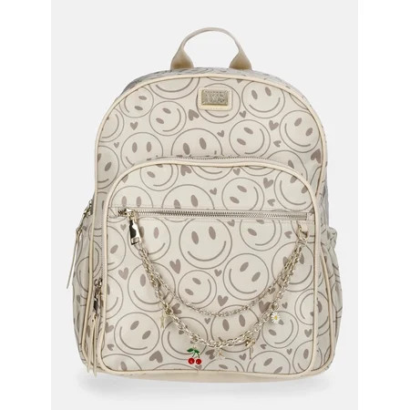 Madden NYC Women's Dome Backpack with Charm Chain Accent, Khaki Smiley | Walmart (US)