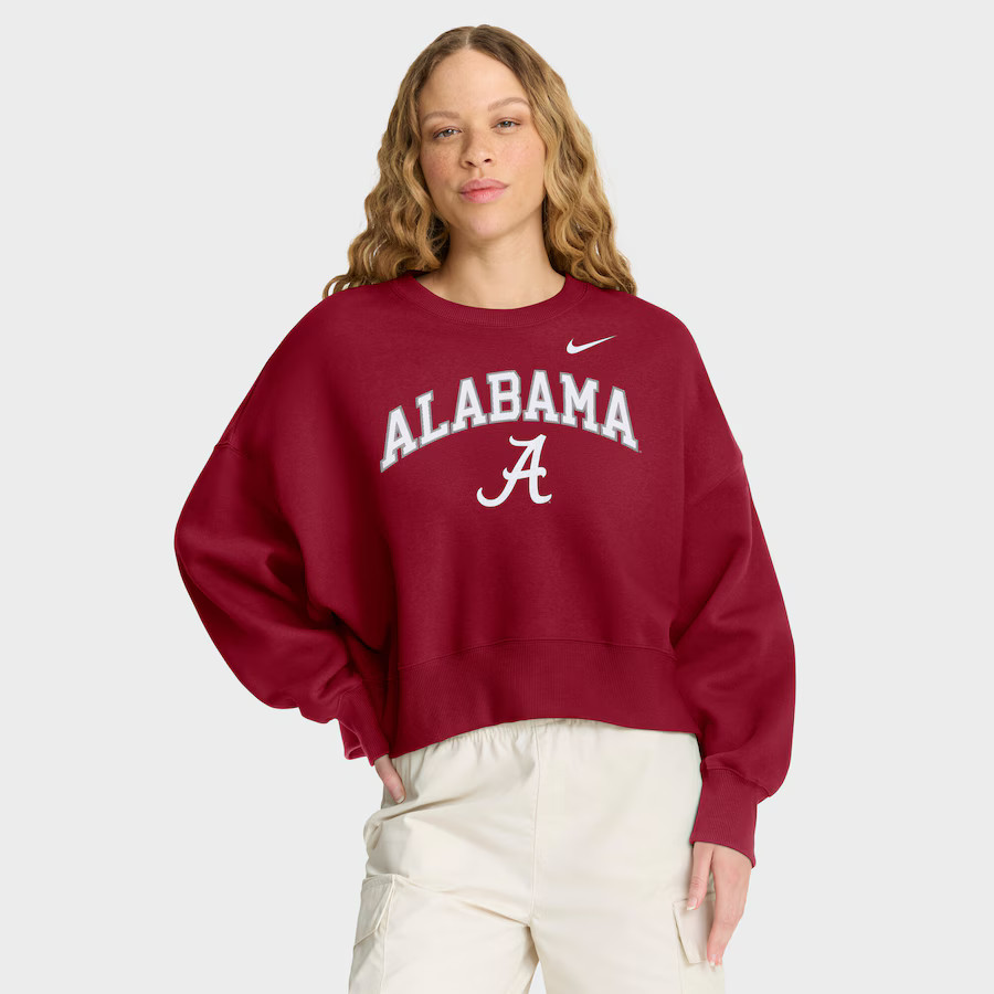 Alabama Crimson Tide Nike Women's Oversized Phoenix Arch Pullover Sweatshirt - Crimson | Fanatics