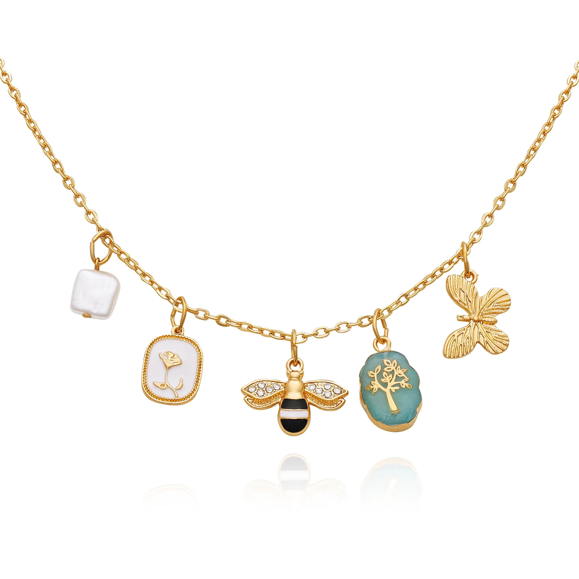 Time and Tru Women's Gold-Tone Interchangeable Spring Theme Charms Necklace. | Walmart (US)