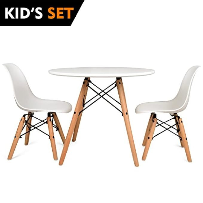 UrbanMod Kids Mid Century Style Modern White Table Set, Round Table with Two (2) ABS Easy-Clean Chai | Amazon (US)