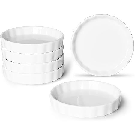 Amazon.com: Sweese 505.001 Porcelain Ramekins Round Tart Pan Mini Fluted Quiche Dishes - 5 Ounce ... | Amazon (US)