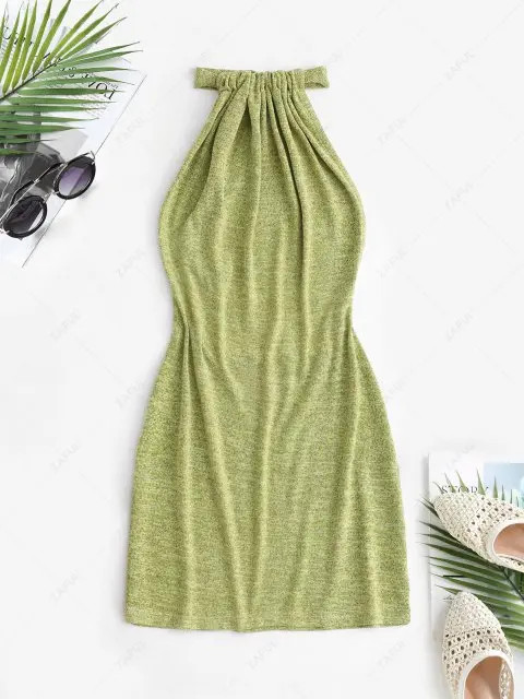 Halter Knit Backless Slinky Dress | ZAFUL (Global)