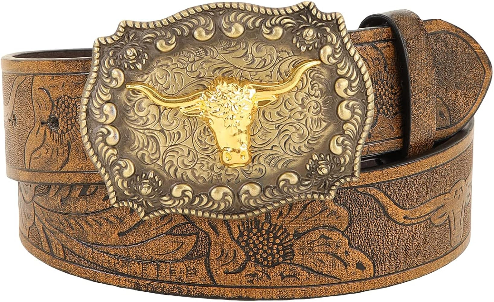 Verdusa Women's Vintage Western Leather Buckle Belt | Amazon (US)