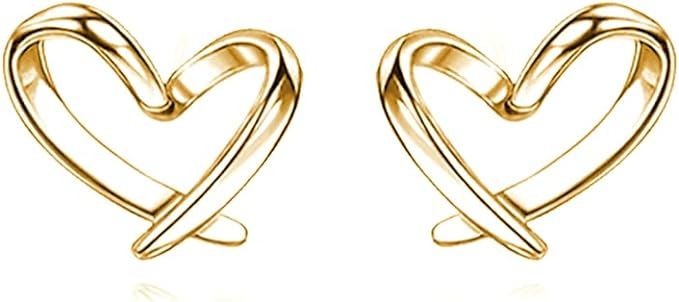 Reffeer Solid 925 Sterling Silver Tiny Heart Stud Earrings for Women Girls Love Heart Stud Earrin... | Amazon (US)