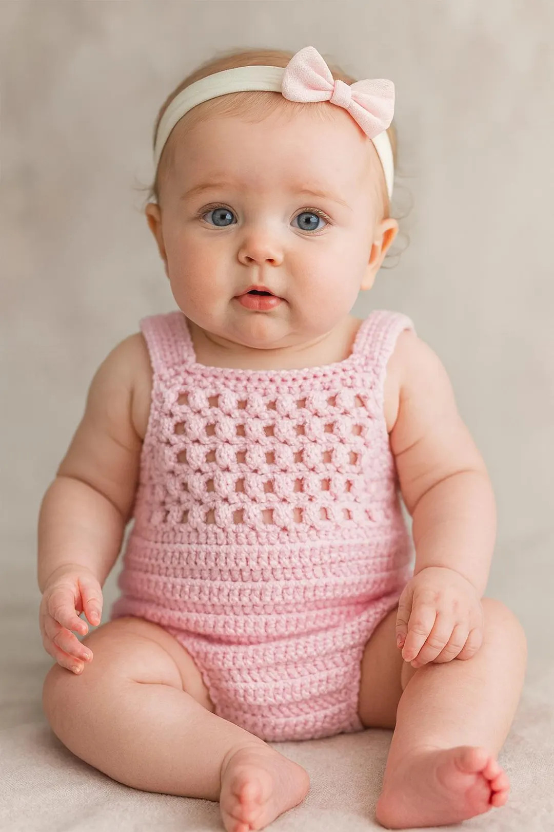 Crochet Baby Romper: Pink Knit Summer Outfit - Etsy | Etsy (US)