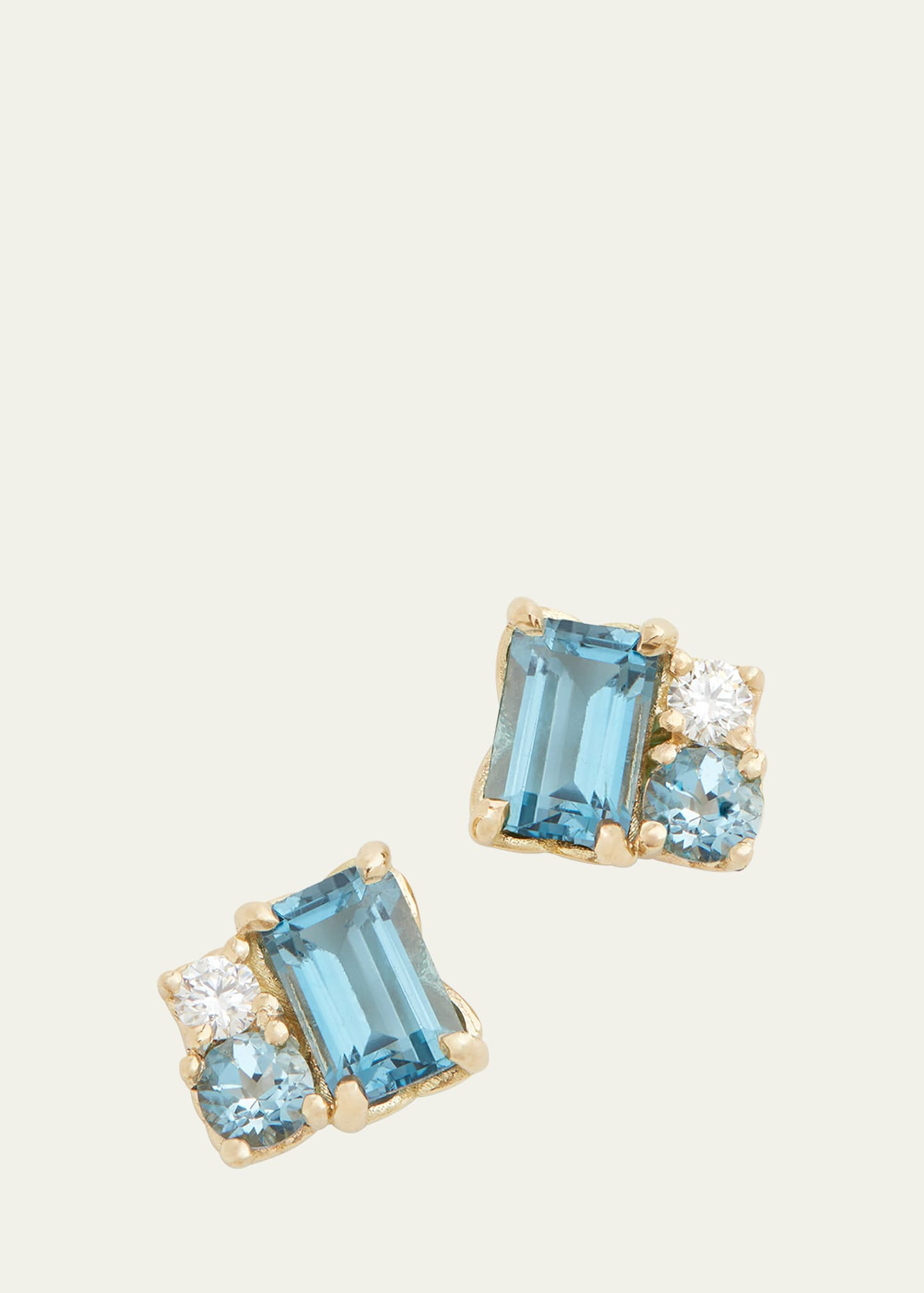 Jamie Wolf 18K Yellow Gold London Blue Topaz, Aquamarine and Diamond Cluster Earrings | Bergdorf Goodman