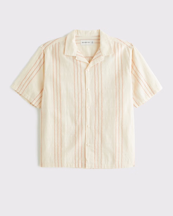 Men's Camp Collar Textured Button-Up Shirt | Men's Tops | Abercrombie.com | Abercrombie & Fitch (US)