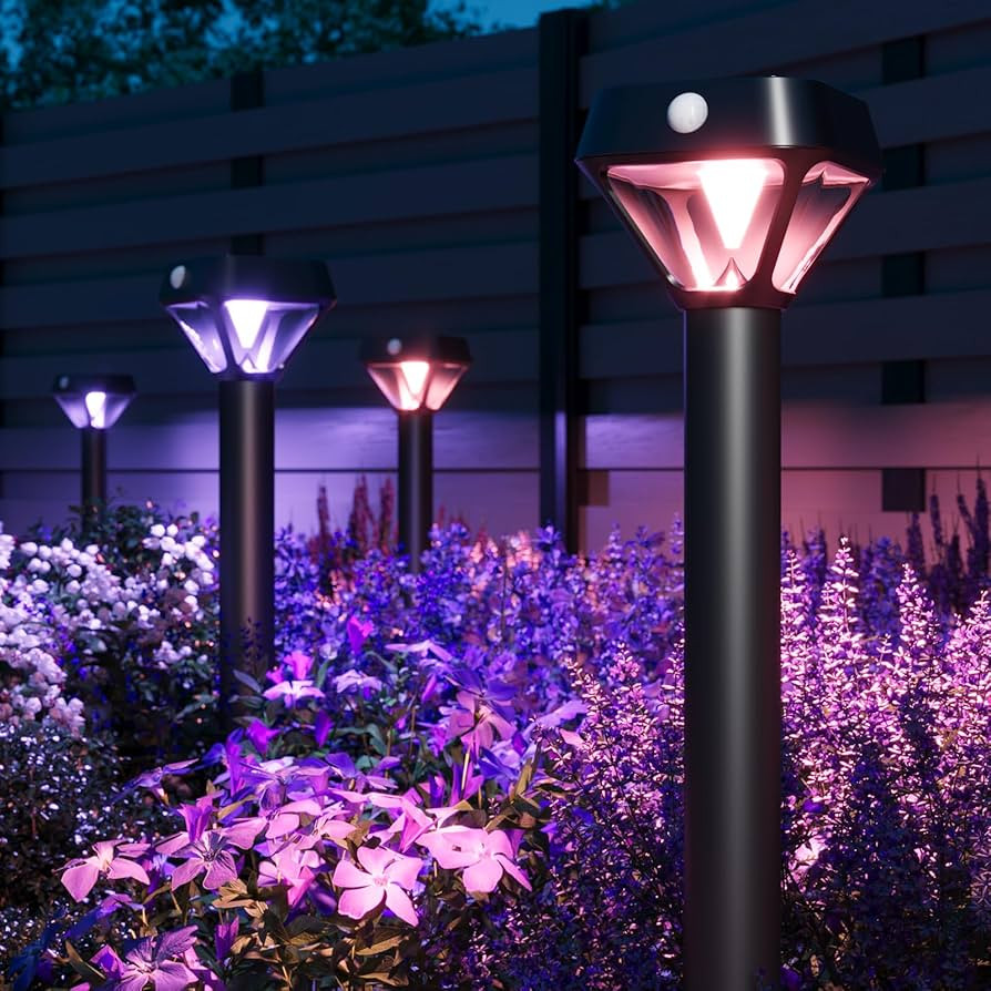 XMCOSY+ Smart Solar Lights Outdoor with Motion Sensor, 150LM APP Control RGBCW Color Changing Gar... | Amazon (US)