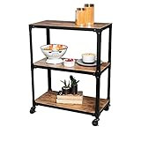 MIND READER Rolling Bar Cart [3 Tier] Kitchen Microwave Cart Island On Wheels, Coffee Station (Wood/ | Amazon (US)