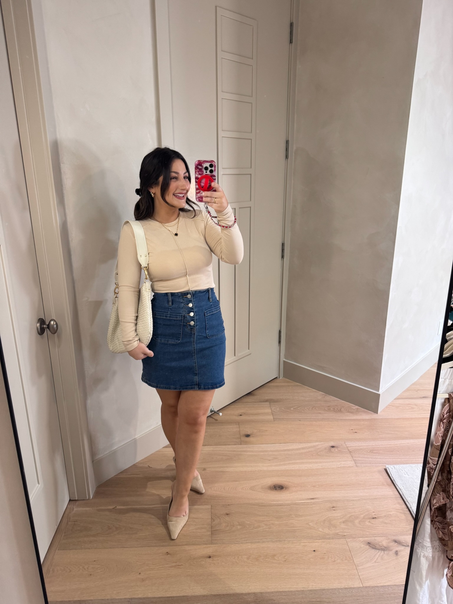 Cute outfit for date night, wine tasting, girls night! 

Long sleeve top size small in color apricot 
Denim skirt size small in dark blue 

5'0" 140lbs

#LTKSaleAlert #LTKootd #LTKPetite
