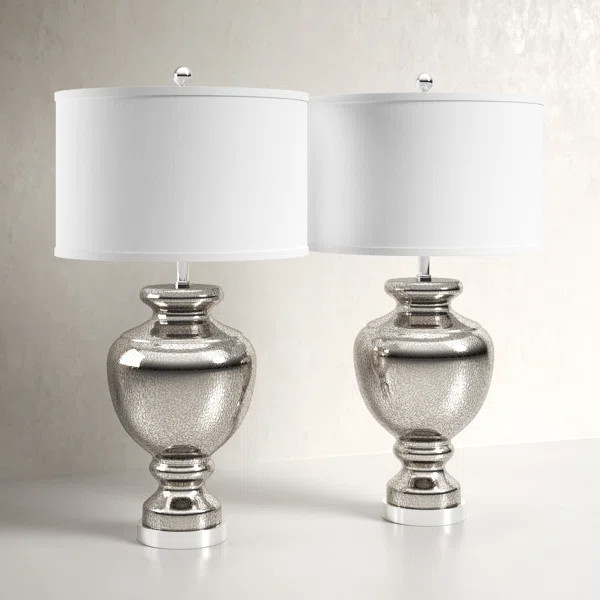 Groton 28" Silver/Ivory Table Lamp Set | Wayfair Professional