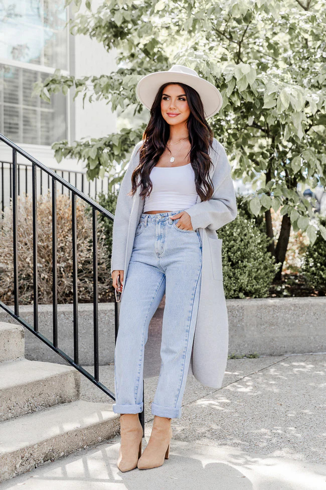 Go Where You Choose Grey Long Cardigan | Pink Lily