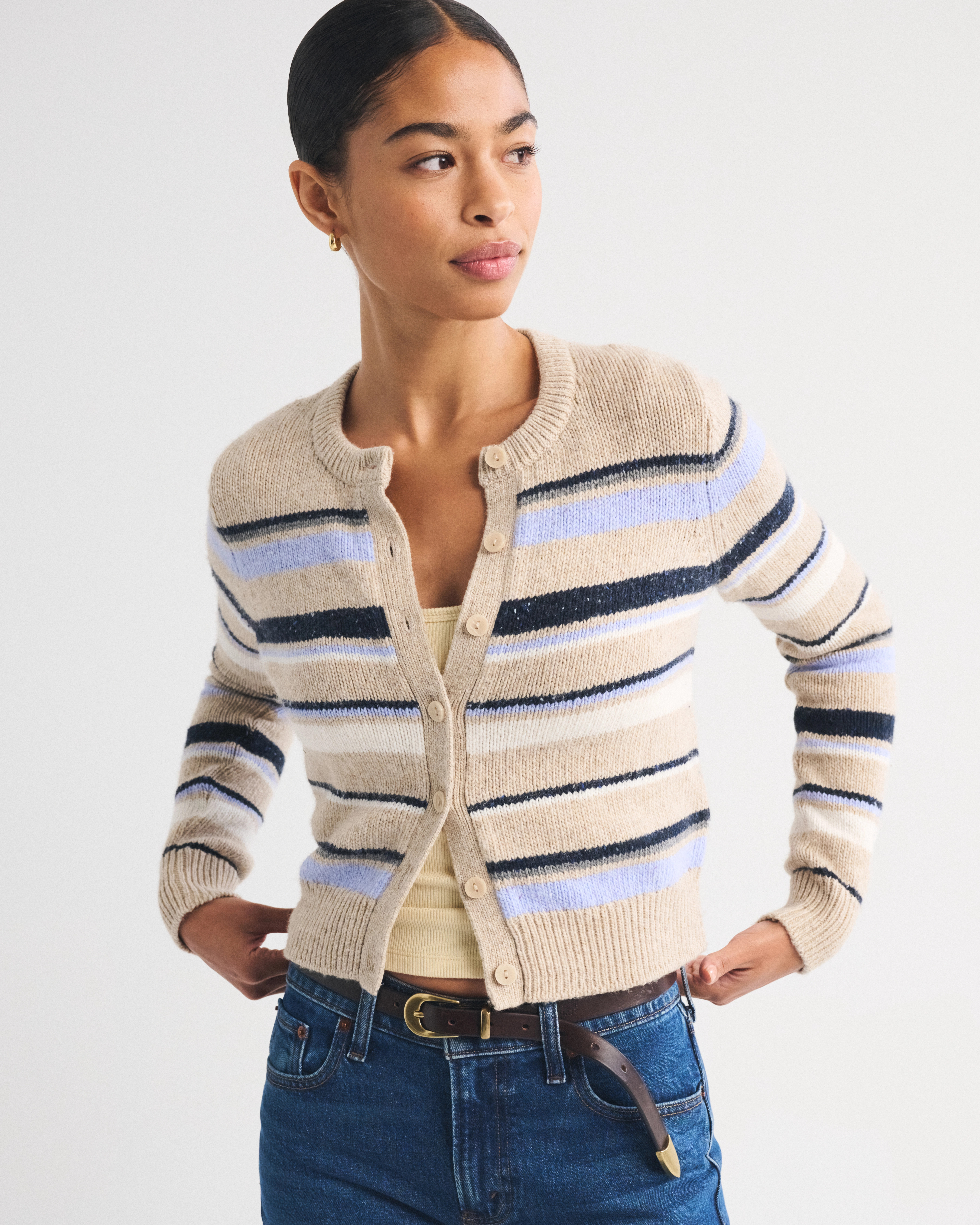 Shrunken Crew Cardigan | Abercrombie & Fitch (US)