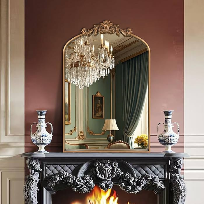 Wall Mirror Window Decorative Traditional Vintage Ornate Baroque Mirrors Antique Arched Farmhouse... | Amazon (US)