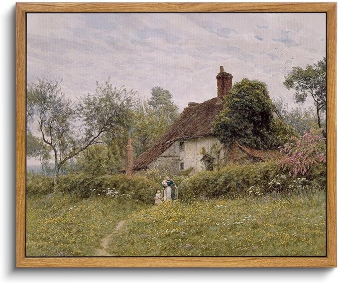 InSimSea Framed Vintage Landscape Wall Art Prints, Old Cottages Countryside Landscape Canvas Wall... | Amazon (US)