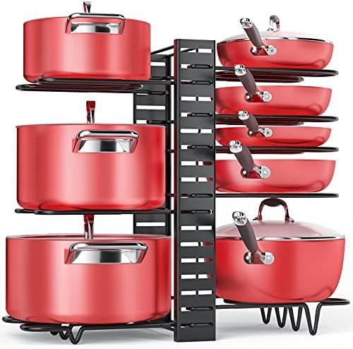 Pan Organizer Rack for Cabinet, Pot Rack with 3 DIY Methods, Adjustable Pots and Pans Organizer u... | Amazon (US)