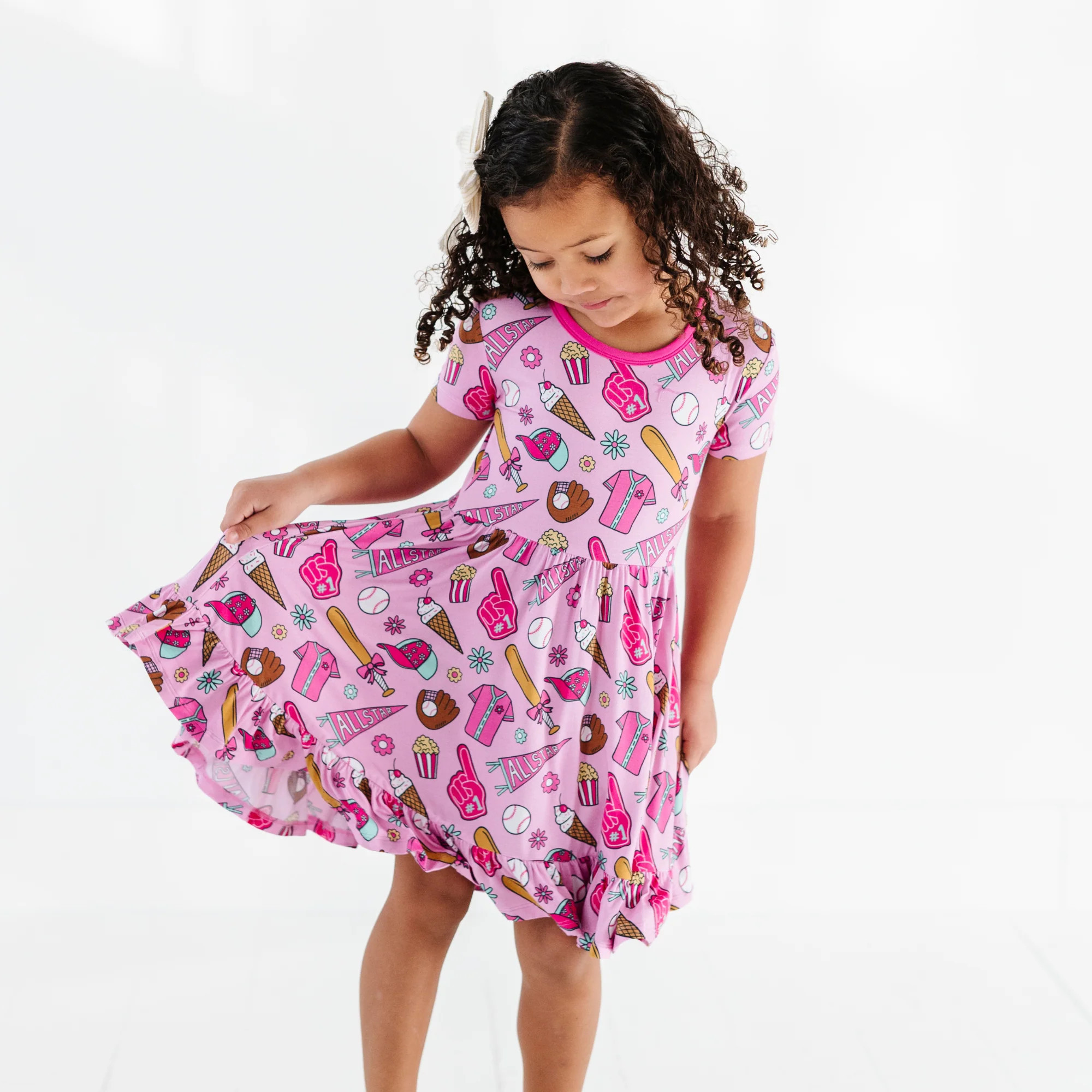 Pink Baseball Pink Toddler/Girls Dress | Kiki + Lulu