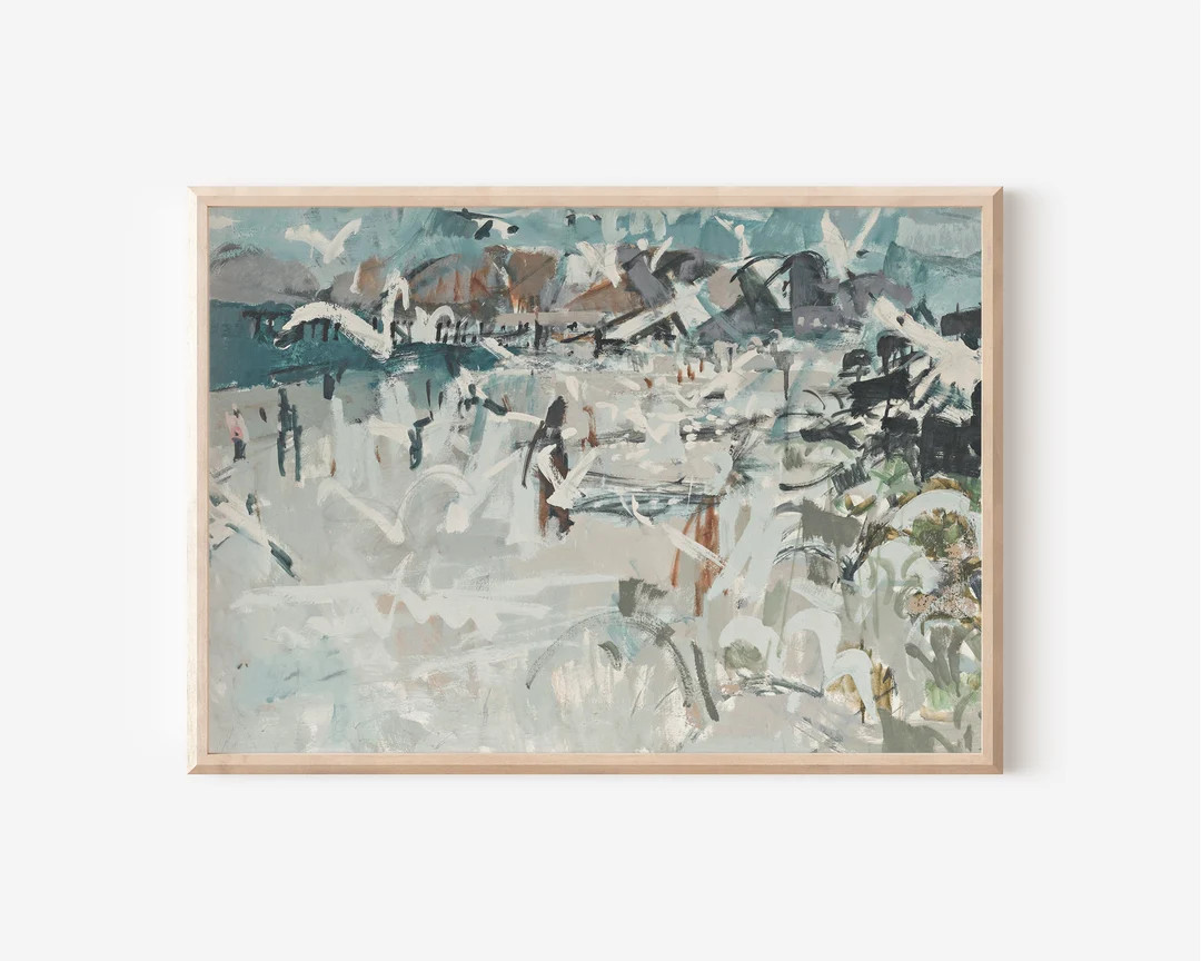 Vintage Seascape Abstract Printable Wall Art Large Coastal Wall Art Downloadable Artwork Digital ... | Etsy (US)