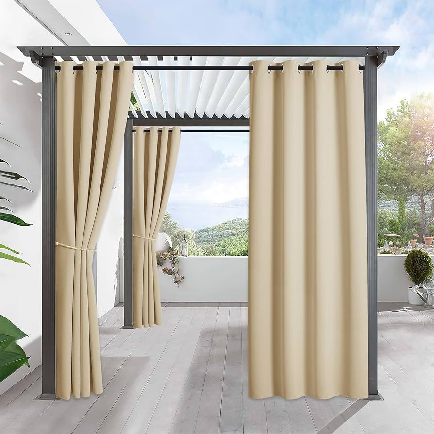 Amazon.com: RYB HOME Outdoor Curtains for Patio - Blackout Waterproof Outside Curtains for Porch ... | Amazon (US)