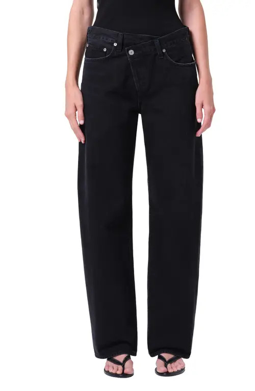 AGOLDE Arc Criss Cross Relaxed Jeans in Phase Dark Black at Nordstrom, Size 25 | Nordstrom
