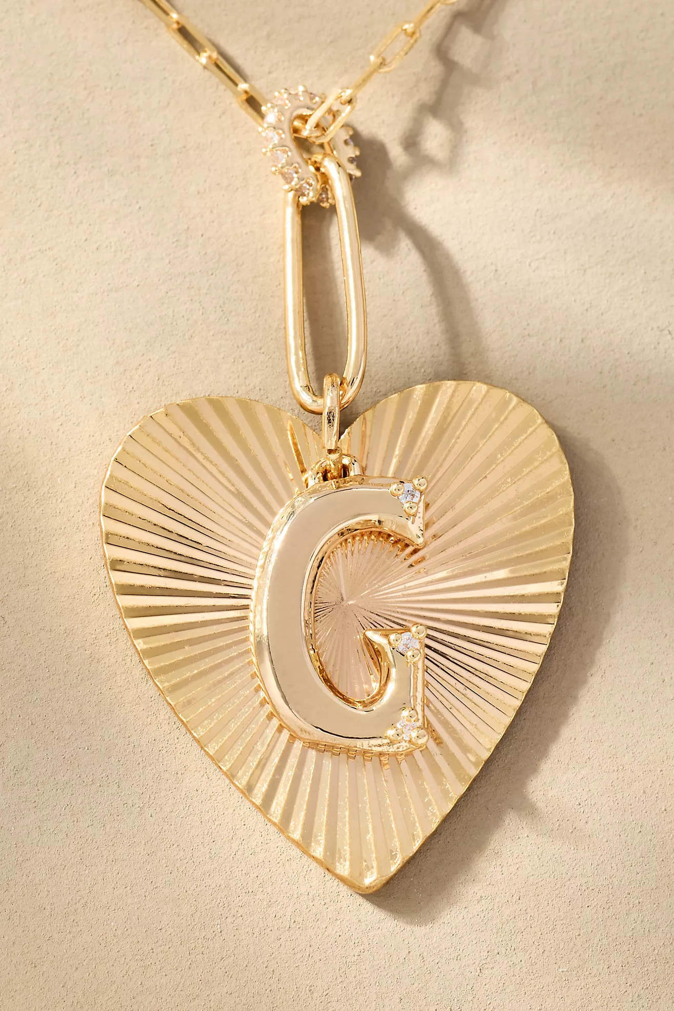 Fluted Heart Pendant Monogram Necklace | Anthropologie (US)