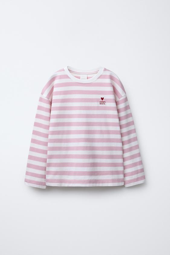HEART EMBROIDERED STRIPED T-SHIRT | Zara US