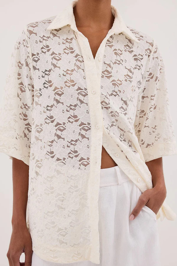 LOULA WHITE LACE SHIRT | DISSH