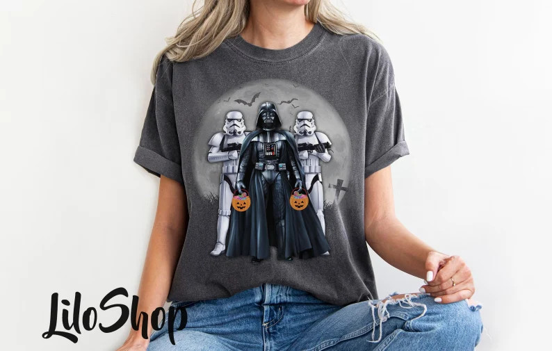 Vintage Star Wars Darth Vader Trick or Treat With Stormtroopers Comfort Color Tee, Disneyland Hal... | Etsy (US)