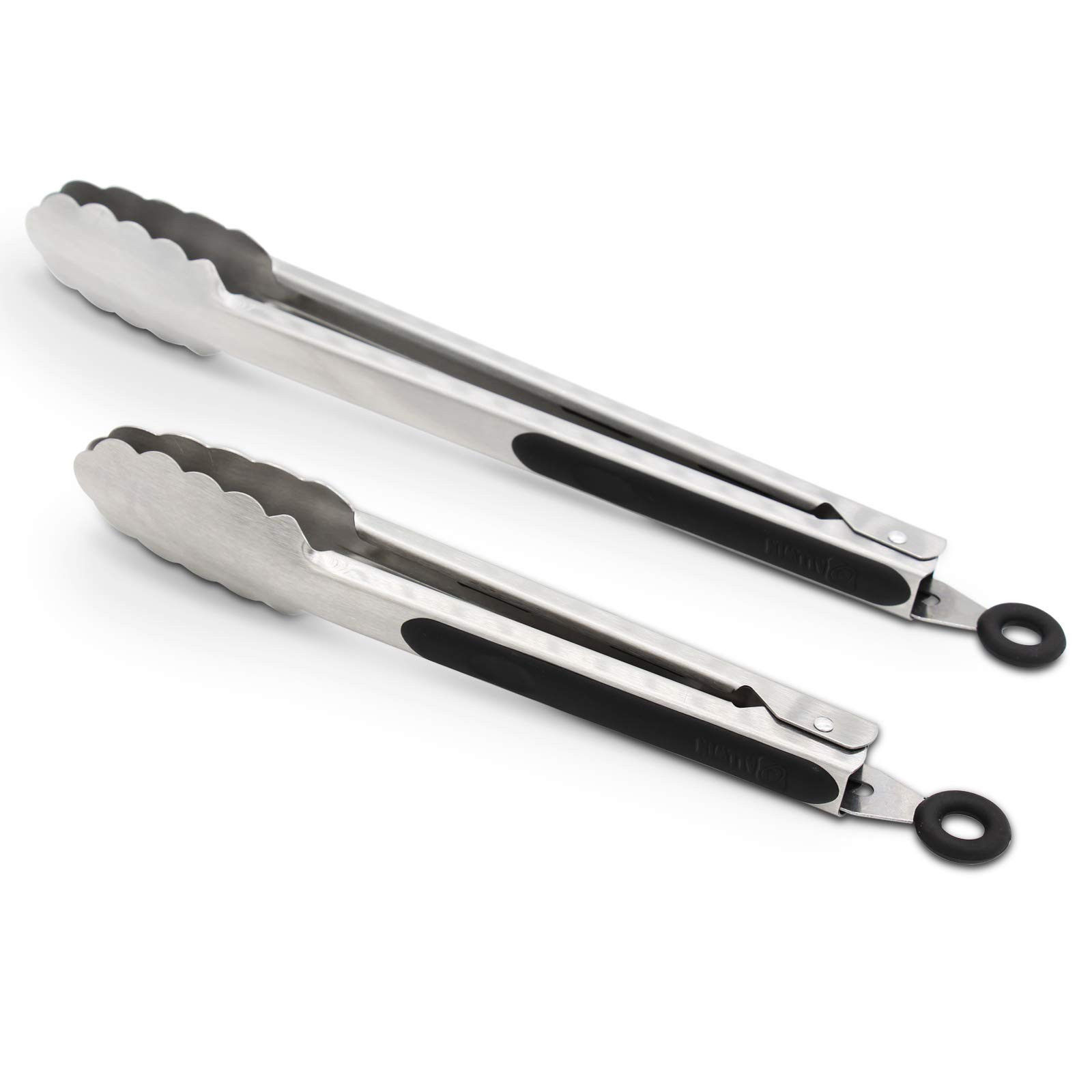 304 Stainless Steel Kitchen Cooking Tongs, 9" and 12" Set of 2 Sturdy Grilling Barbeque Brushed L... | Amazon (US)