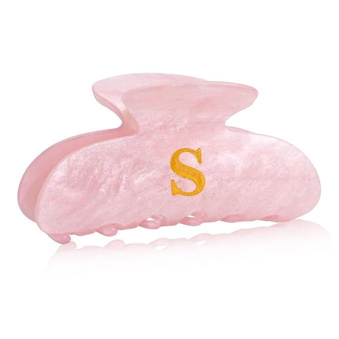 Initial Cute Hair Clips - Pink Letter Elegant Hair Claw Clips, Glitter Claw Clips Durable Hair Cl... | Amazon (US)