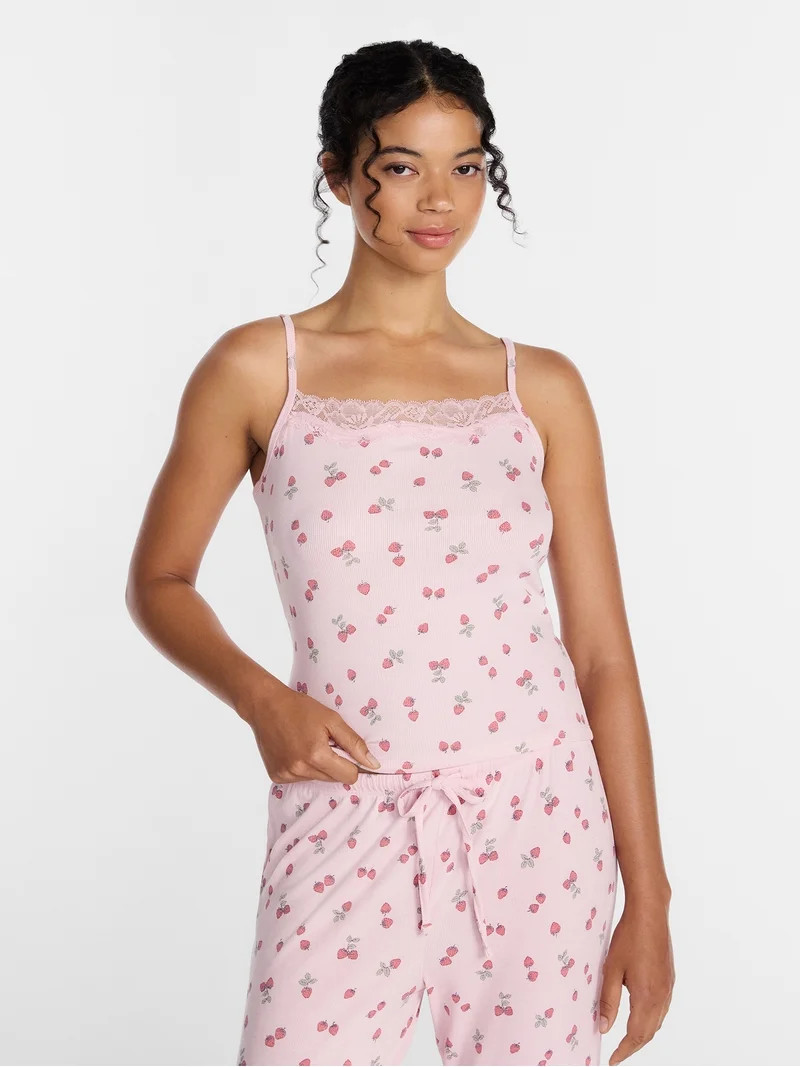 Joyspun Women’s Lace Trim Ribbed Modal Cami, Sizes XS-3X | Walmart (US)