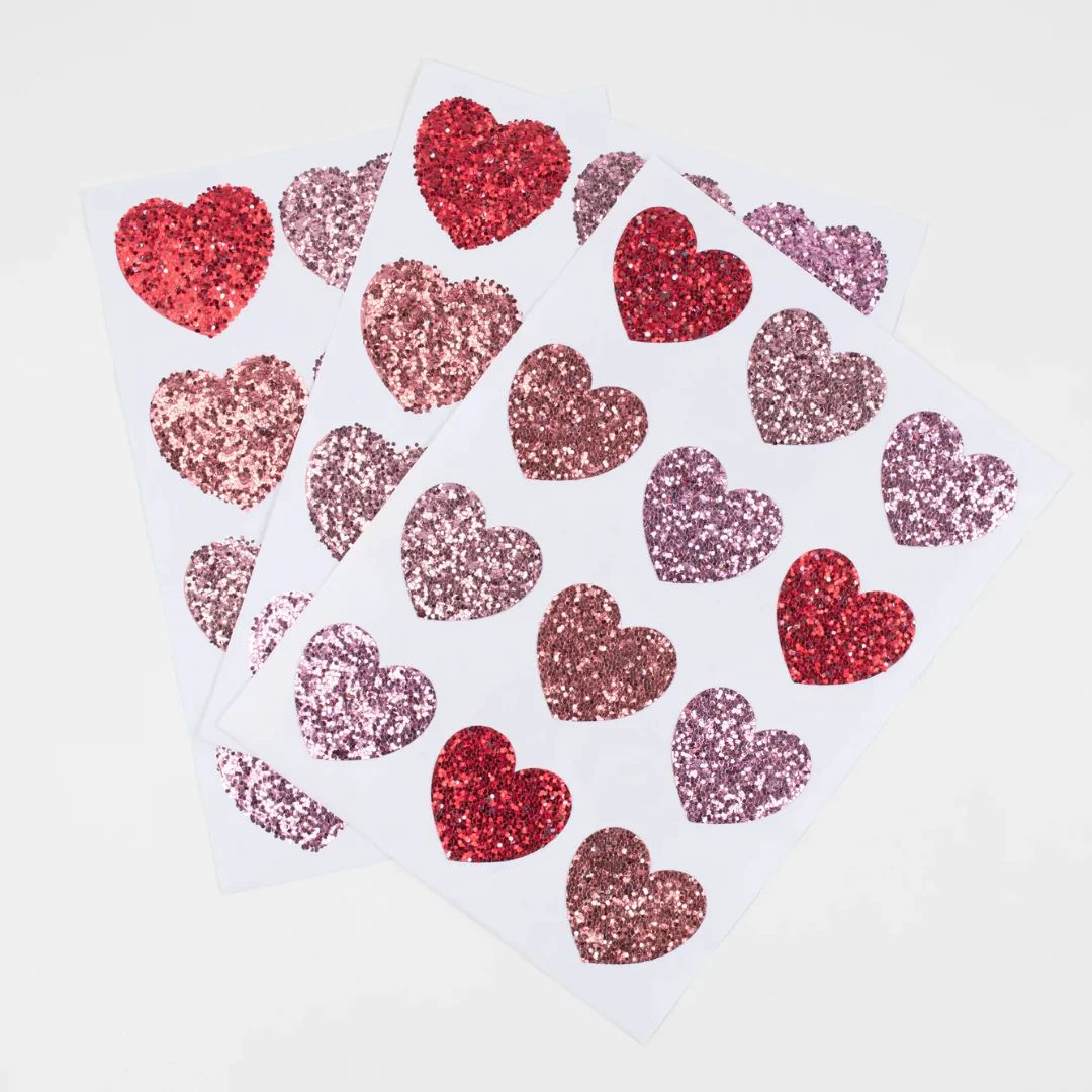 Glitter Heart Stickers (8 Sheets) | Ellie and Piper