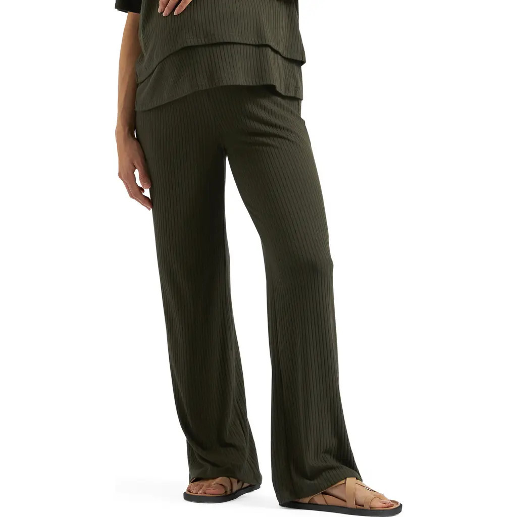 Ripe Maternity Cindy Rib Pant in Khaki at Nordstrom, Size Small 31 Au | Nordstrom