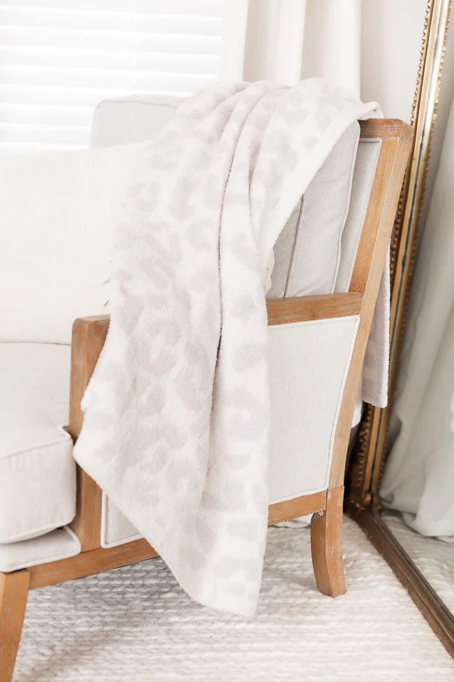 Make Me Believe Light Grey Leopard Print Blanket | Pink Lily