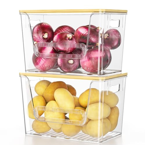 Delamu 2 Set Pantry organizers and Storage, kitchen organizers and storage with Bamboo Top, Stack... | Amazon (US)