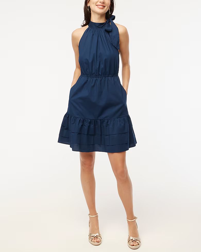 Poplin halter-neck mini dress | J.Crew Factory