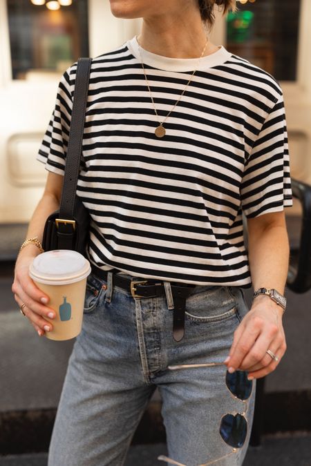 My favorite black thin belt from Jcrew is now 50% plus an additional 10% off!
Also comes in two other shades. 
Striped tshirt 
Citizens of humanity denim

#LTKstyletip #LTKunder50 #LTKsalealert