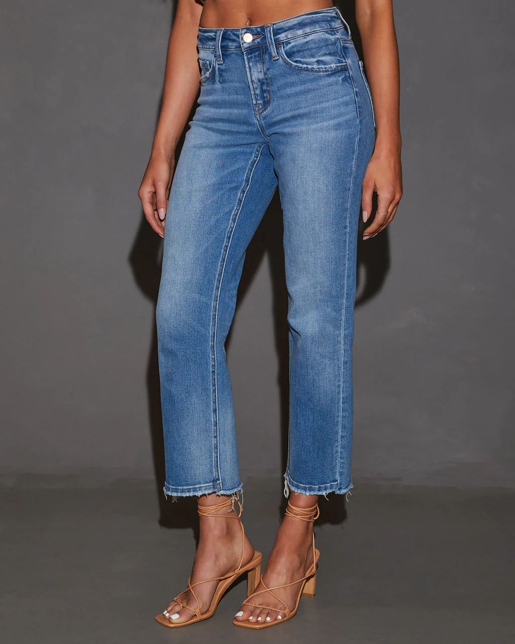 Darina Mid Rise Cropped Straight Leg Jeans | VICI Collection