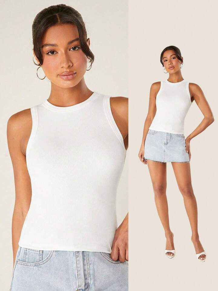 SHEIN BASICS Solid Slim Tank Top | SHEIN