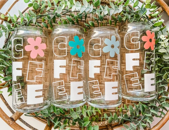 Coffee Beer Can Glass  Groovy Coffee Cup Retro Flower Coffee - Etsy | Etsy (US)