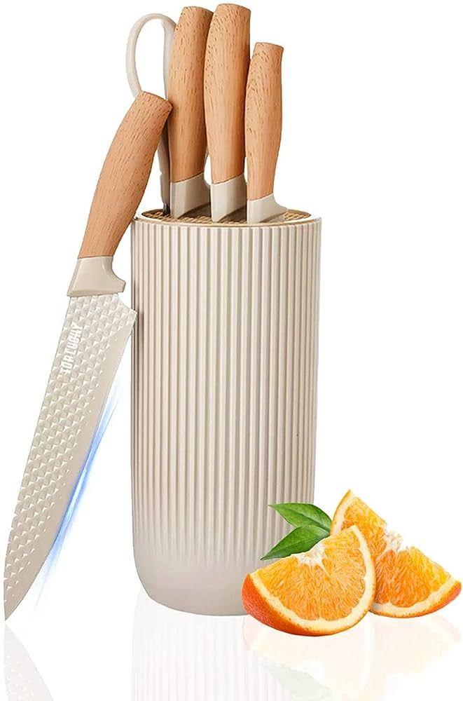 FTNESGYM Kitchen Knife Set, 6-Piece Khaki Cooking Knife Set with Star Grain Blade, Sharp Stainles... | Amazon (US)
