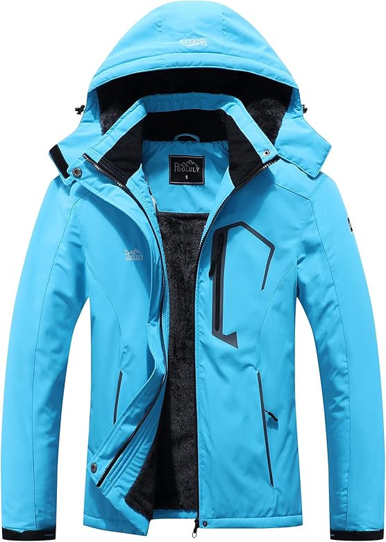 Pooluly Women's Ski Jacket Warm Winter Waterproof Windbreaker Hooded Raincoat Snowboarding Jackets | Amazon (US)