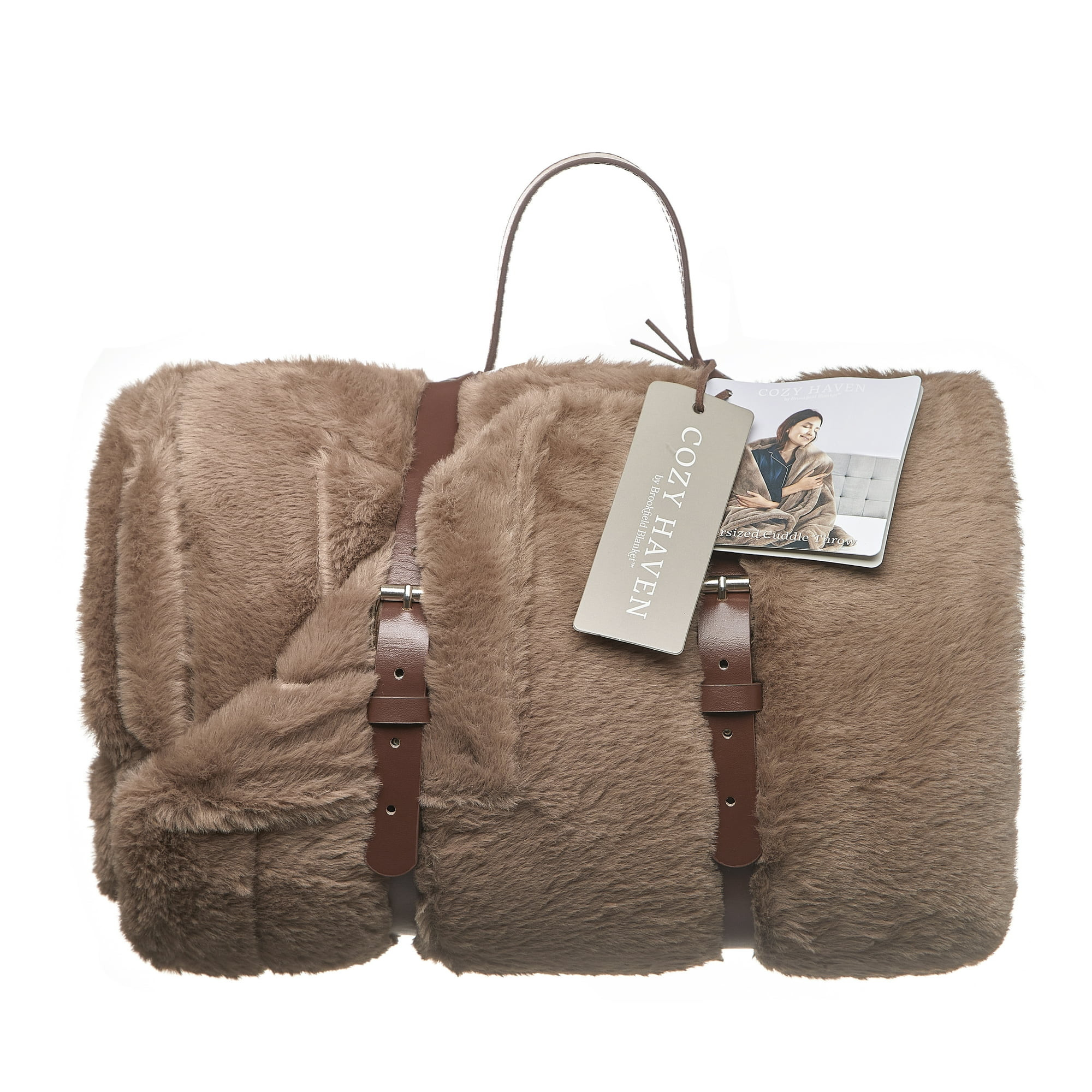 Cozy Haven Oversized Faux Fur Throw Blanket, Taupe, 50" x 72" | Walmart (US)