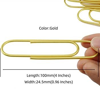 HEEHEE Large Paper Clips 35 Pcs 4 Inches Extra Jumbo Paperclips Brightly Colored Gold Vinyl Coate... | Amazon (US)