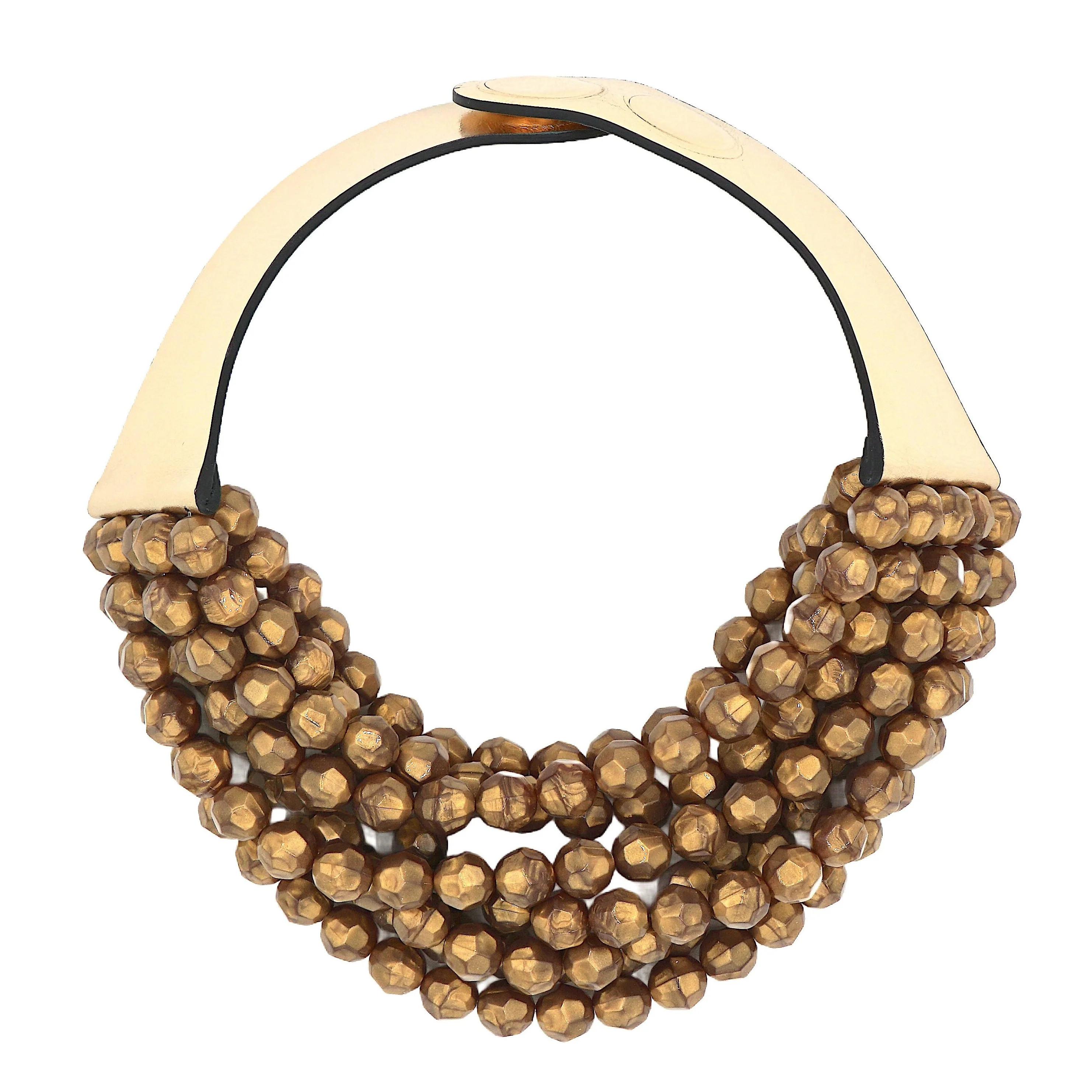 Bella Holiday Gold on Black Leather Collar Necklace | Fairchild Baldwin