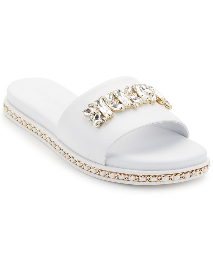Karl Lagerfeld Paris Women's Bijou Embellished Slide Sandals & Reviews - Sandals - Shoes - Macy's | Macys (US)