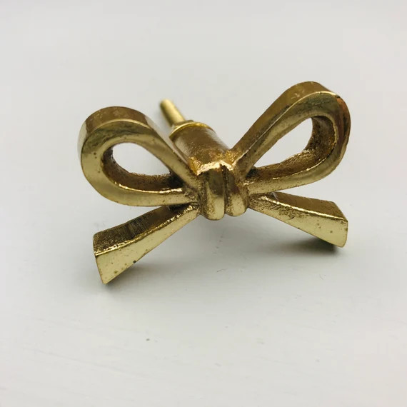 1 x Pretty GOLD Metal BOW Knob. Bedroom Cabinet Drawer Pull  | Etsy | Etsy (US)
